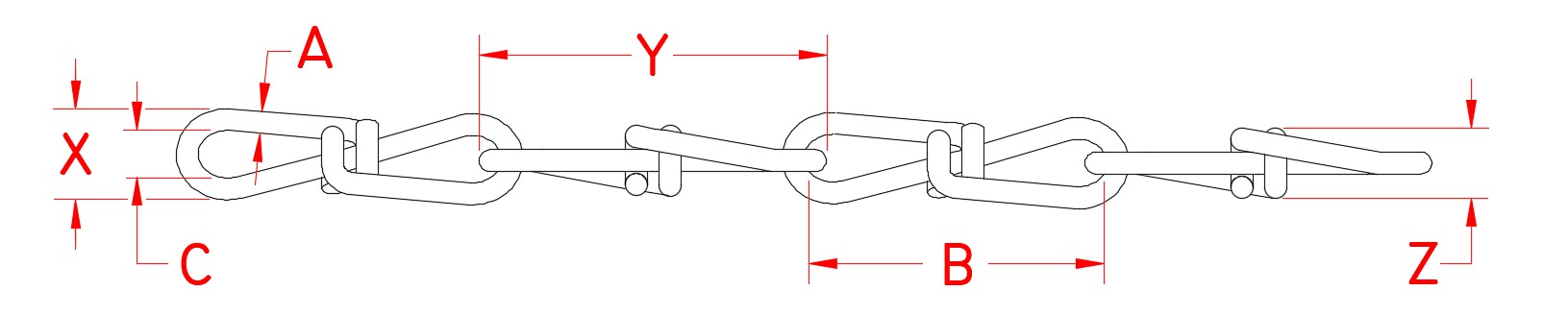 Stainless Steel Double Loop Chain, S0626-0, Line Drawing